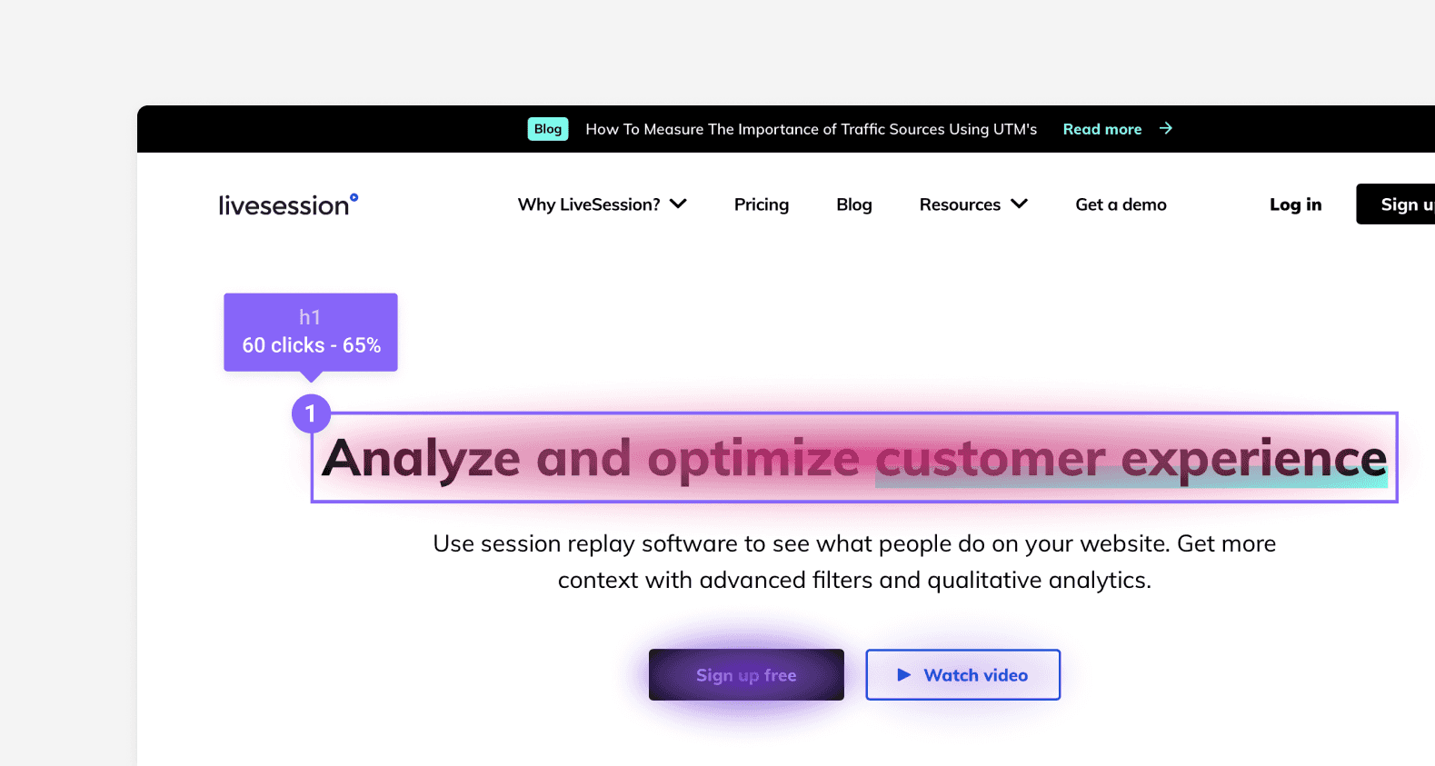 clickmap as shown by LiveSession