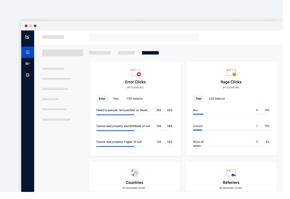 Click heatmaps – an example of rage and error clicks analysis in LiveSession