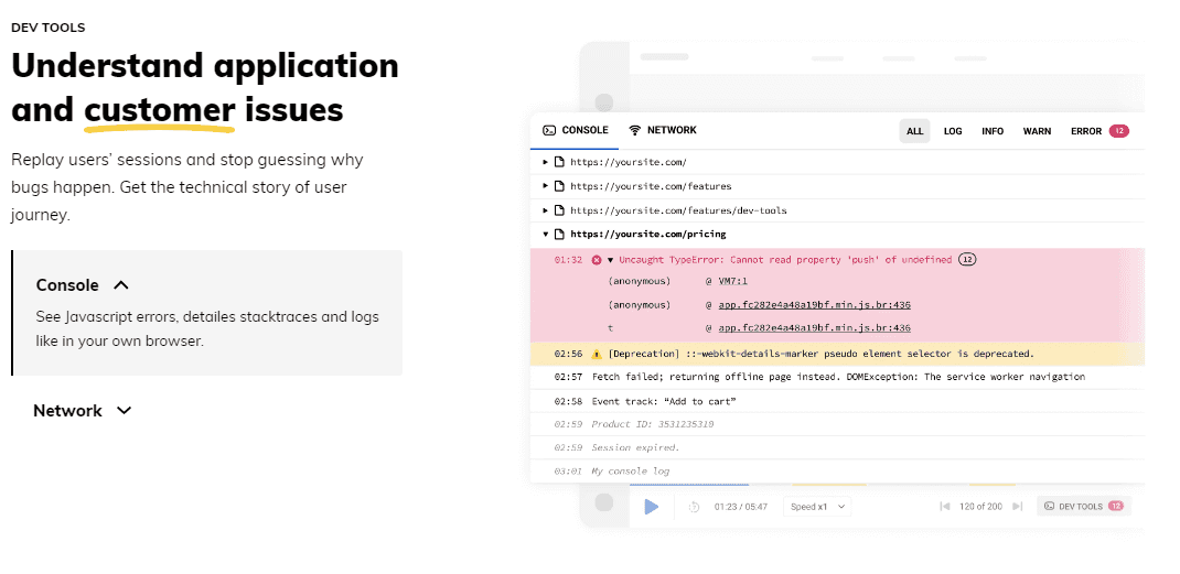 LiveSession console