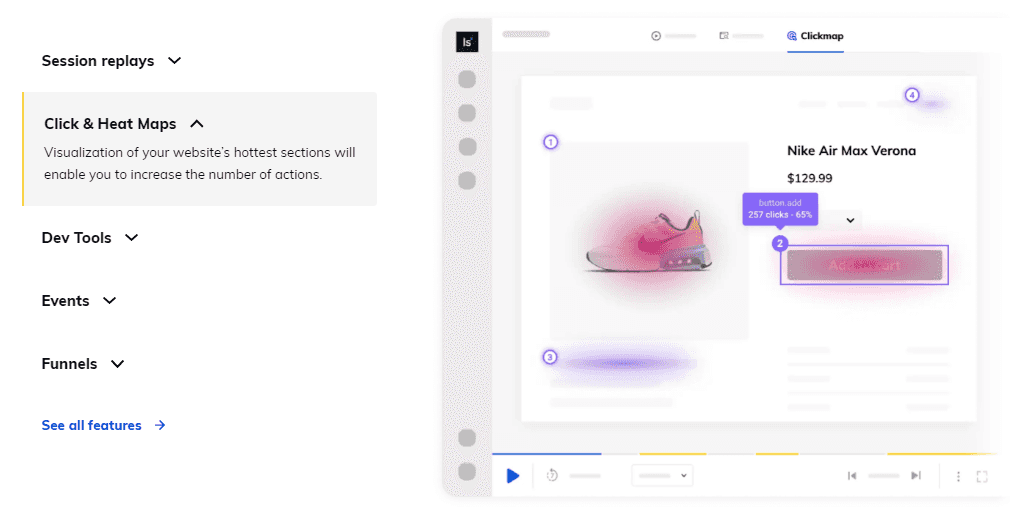 LiveSession click and heat maps